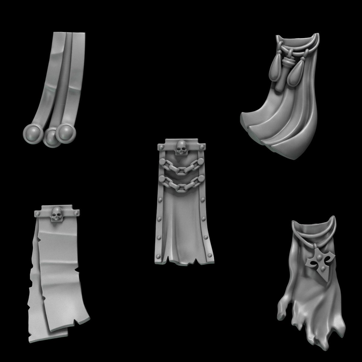 Crimson Lords Loincloths 3 Kit Bash Bits Set for Wargames & Skirmish Tabletop 3d Printed