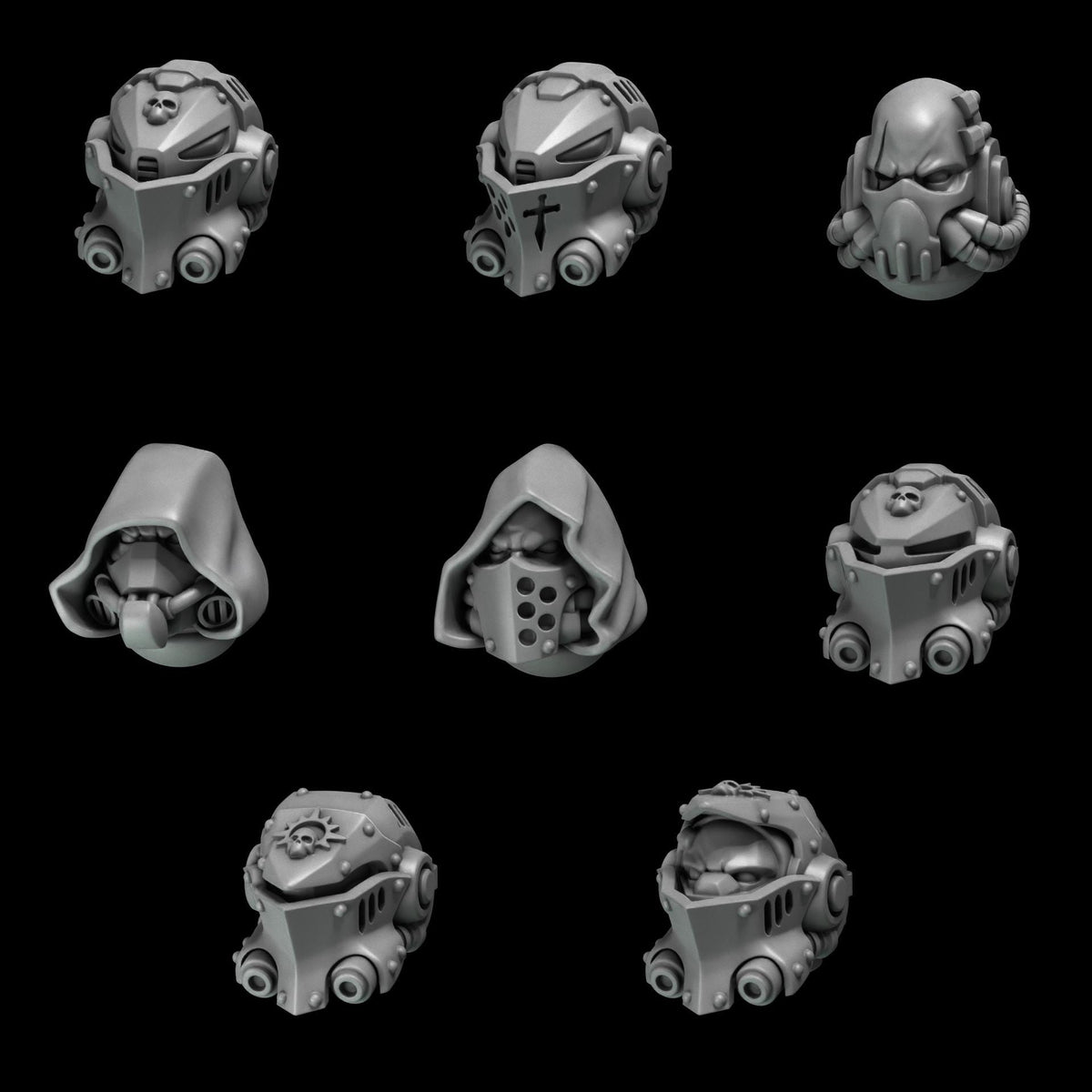 Eternal Pilgrim Heads/Helmets x8 Conversion Bits Set for Wargames & Skirmish Tabletop 3d Printed