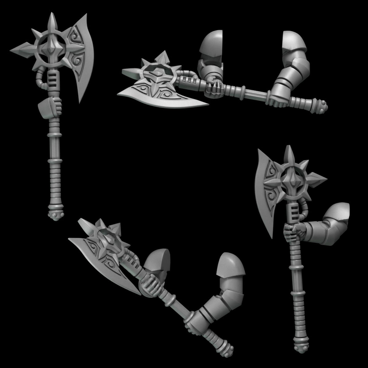 Crimson Lords Two Handed Axes Kit Bash Bits Set for Wargames & Skirmish Tabletop 3d Printed
