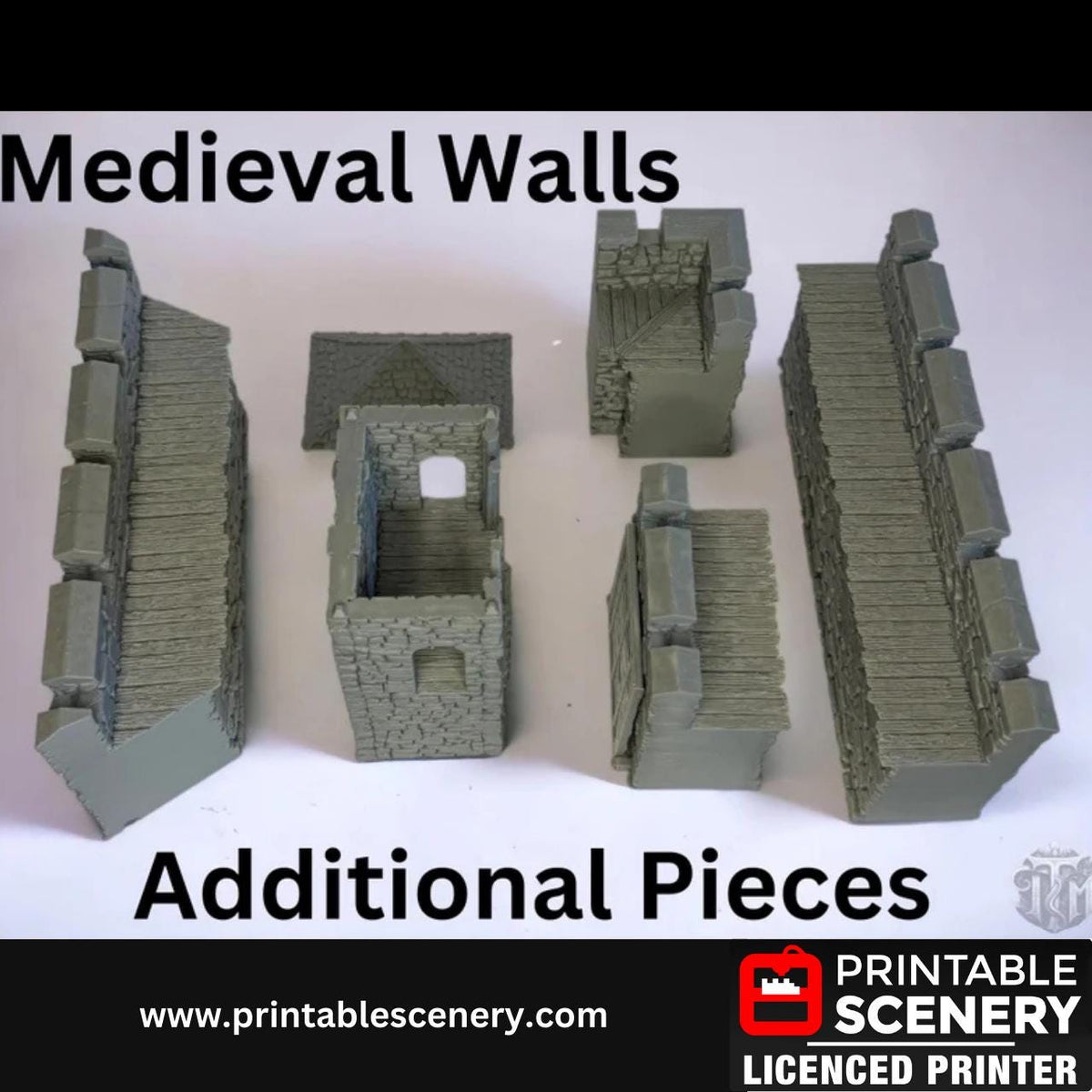Additional Pieces for Medieval Stone Fort Walls, Terrain for DND and Tabletop Games, TTRPG, 28mm, 32mm, Country and King, Castle (Add On)