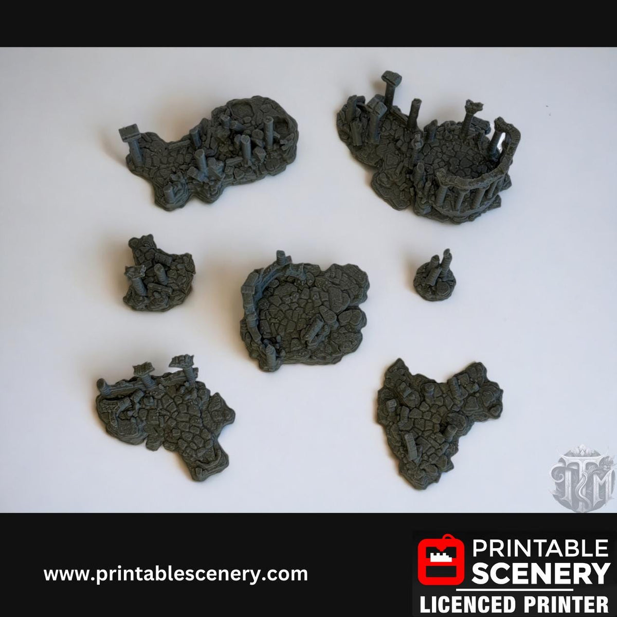 Ancient Ruins Scatter Terrain Set for DND, Roleplay, and Tabletop Games - Detailed Stone Structures for Immersive Adventures