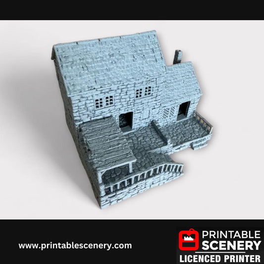 Medieval Stone Bakers House, Terrain for DND and Tabletop Games, TTRPG, 28mm, 32mm, Country and King, fort, Printable Scenery