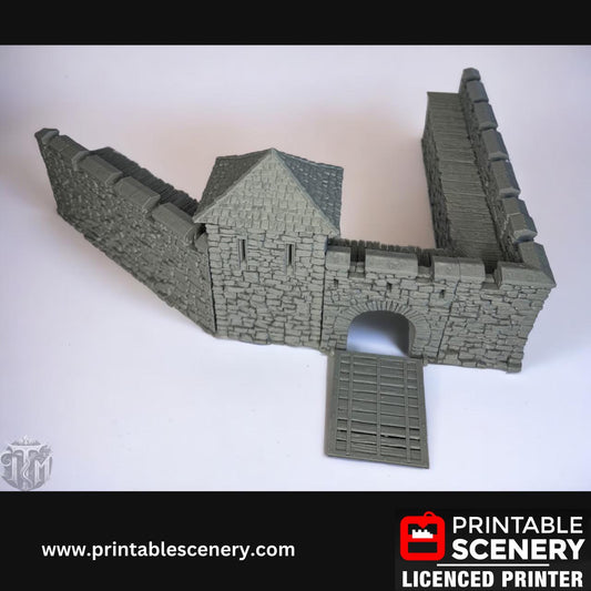 Medieval Stone Fort Walls, Terrain for DND and Tabletop Games, TTRPG, 28mm, 32mm, Country and King, Castle
