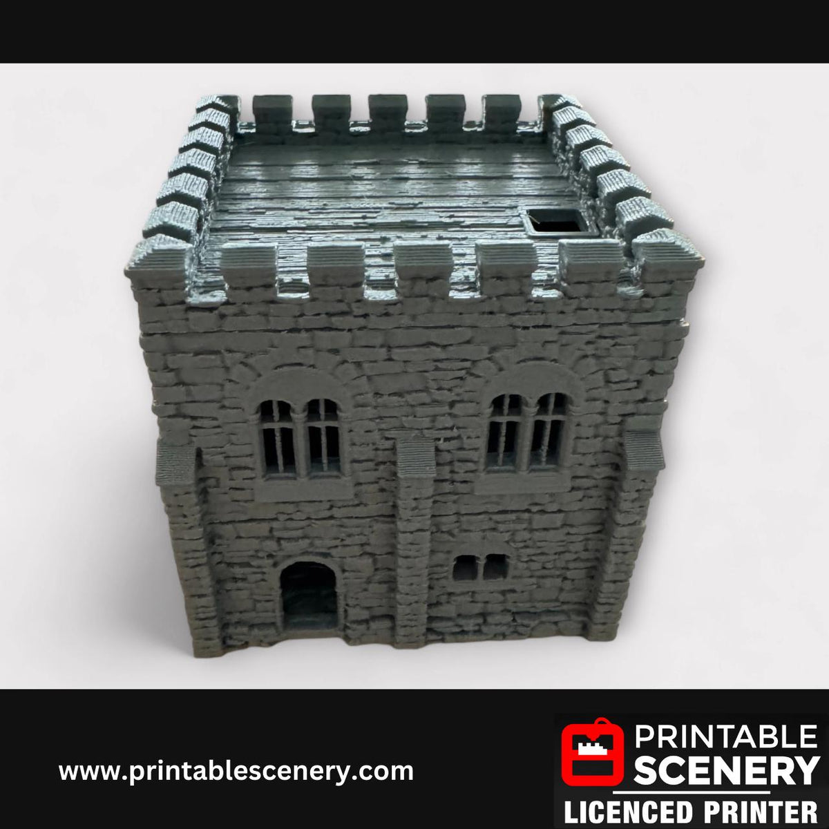 Medieval Stone - Norman Square Keep, Terrain for DND and Tabletop Games, TTRPG, 28mm, 32mm, Country and King, fort, Printable Scenery