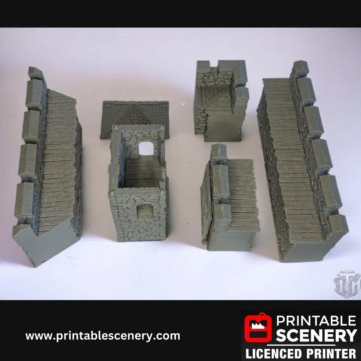 Medieval Stone Fort Walls, Terrain for DND and Tabletop Games, TTRPG, 28mm, 32mm, Country and King, Castle