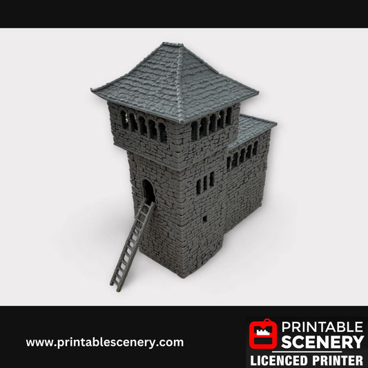 Medieval Stone Castle - Kings Quarters, Terrain for DND and Tabletop Games, TTRPG, 28mm, 32mm, Country and King, fort