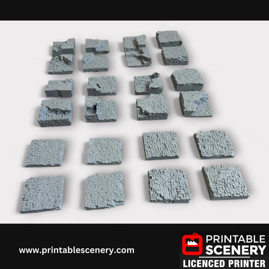 Hagglethorn Hollow Town Square Tiles Terrain Set (24 pieces), Tabletop DND Scatter, Miniatures Landscape, Printable Scenery, TTRPG