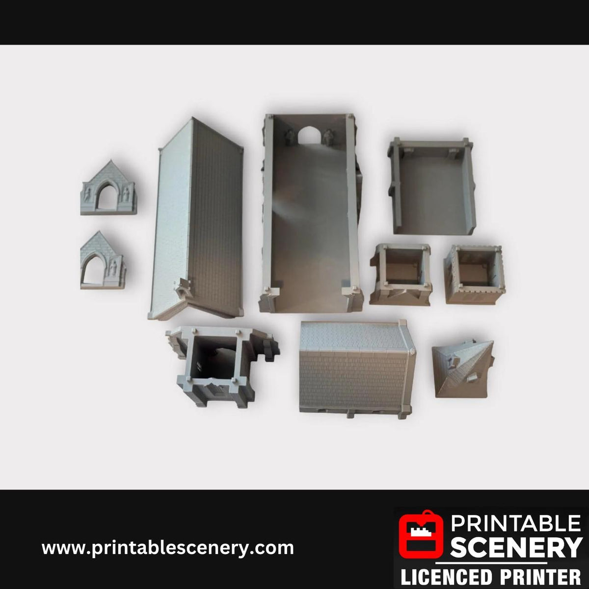 Medieval Cathedral Terrain Set, Church Tabletop Miniatures, TTRPG, Fantasy Role Playing Games, 28mm, 32mm, Printable Scenery, Mini,Unpainted