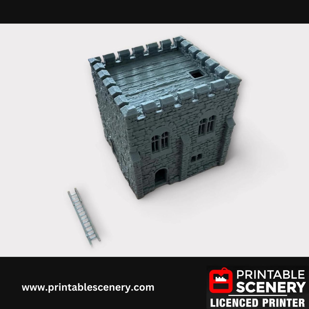 Medieval Stone - Norman Square Keep, Terrain for DND and Tabletop Games, TTRPG, 28mm, 32mm, Country and King, fort, Printable Scenery