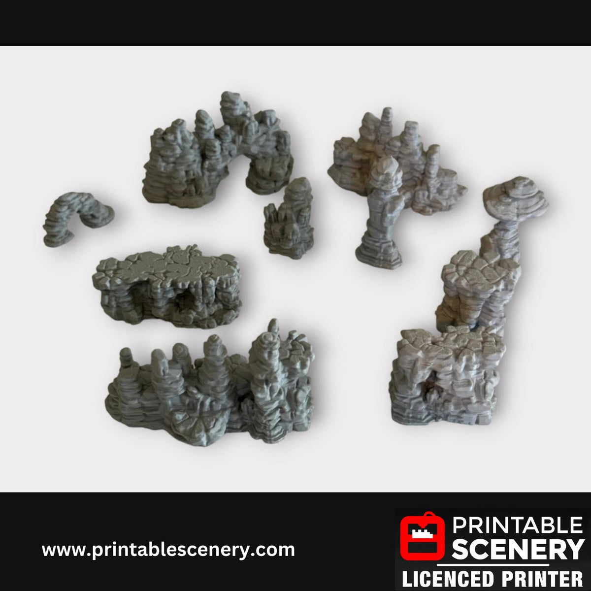 Tabletop Canyon Rocks Scatter Terrain Kit, Miniatures, Tabletop RPG, Printed Terrain Set