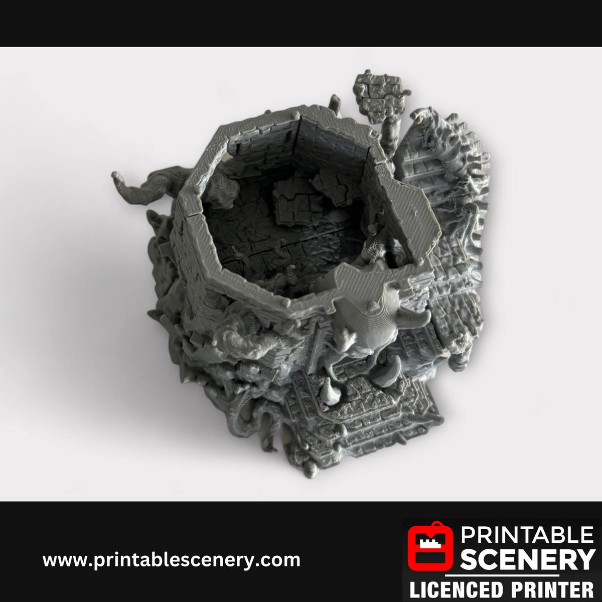 Demonhelm Fortress, Scatter Terrain, DND Tabletop Decor, Handcrafted RPG Miniatures, 28mm, Minis, Printable Scenery, Fantasy