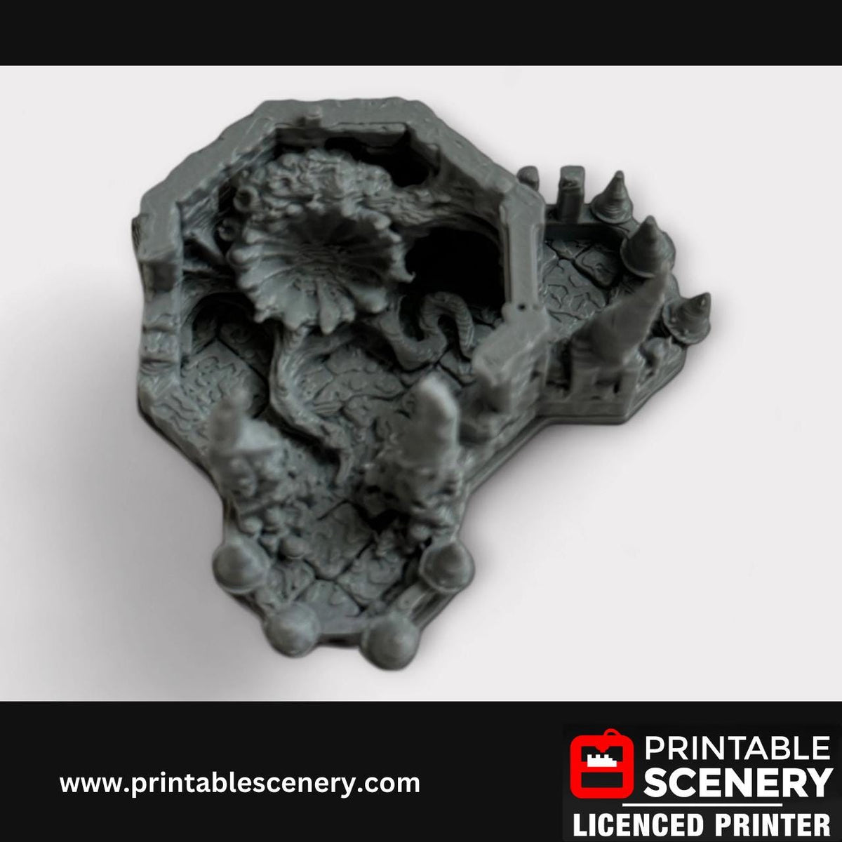 Demonhelm Fortress, Scatter Terrain, DND Tabletop Decor, Handcrafted RPG Miniatures, 28mm, Minis, Printable Scenery, Fantasy