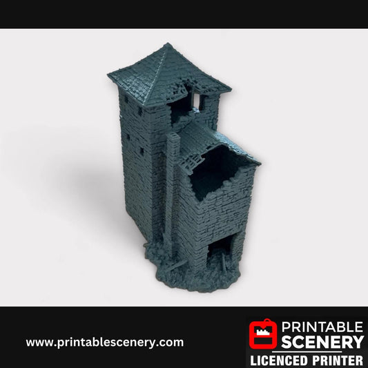 Ruined Medieval Stone Castle - Black Rock Keep, Terrain for DND and Tabletop Games, TTRPG, 28mm, 32mm, Country and King, fort