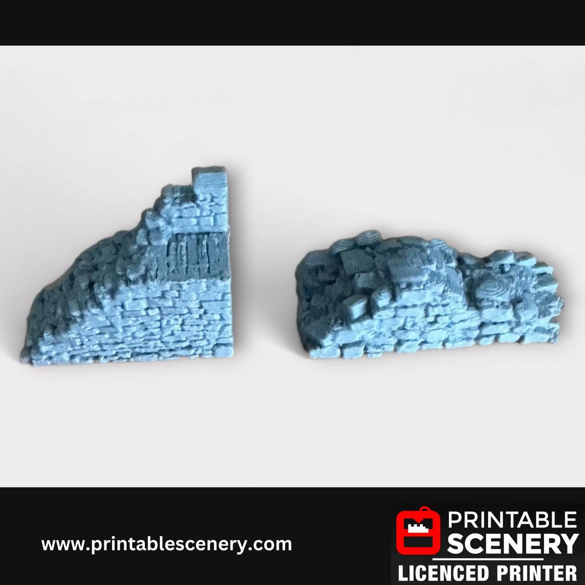 17-Piece Ruined Medieval Stone Fort Walls, Terrain for DND and Tabletop Games, TTRPG, 28mm, 32mm, Country and King, Castle
