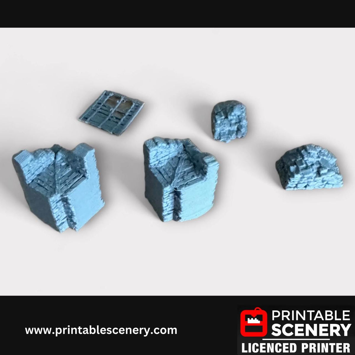 17-Piece Ruined Medieval Stone Fort Walls, Terrain for DND and Tabletop Games, TTRPG, 28mm, 32mm, Country and King, Castle