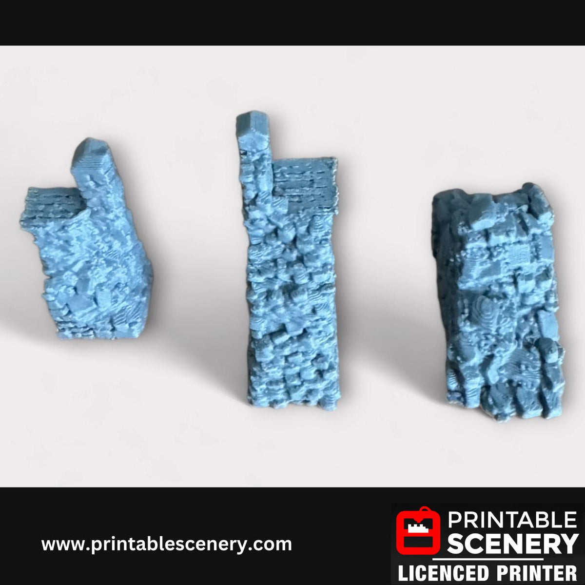 17-Piece Ruined Medieval Stone Fort Walls, Terrain for DND and Tabletop Games, TTRPG, 28mm, 32mm, Country and King, Castle