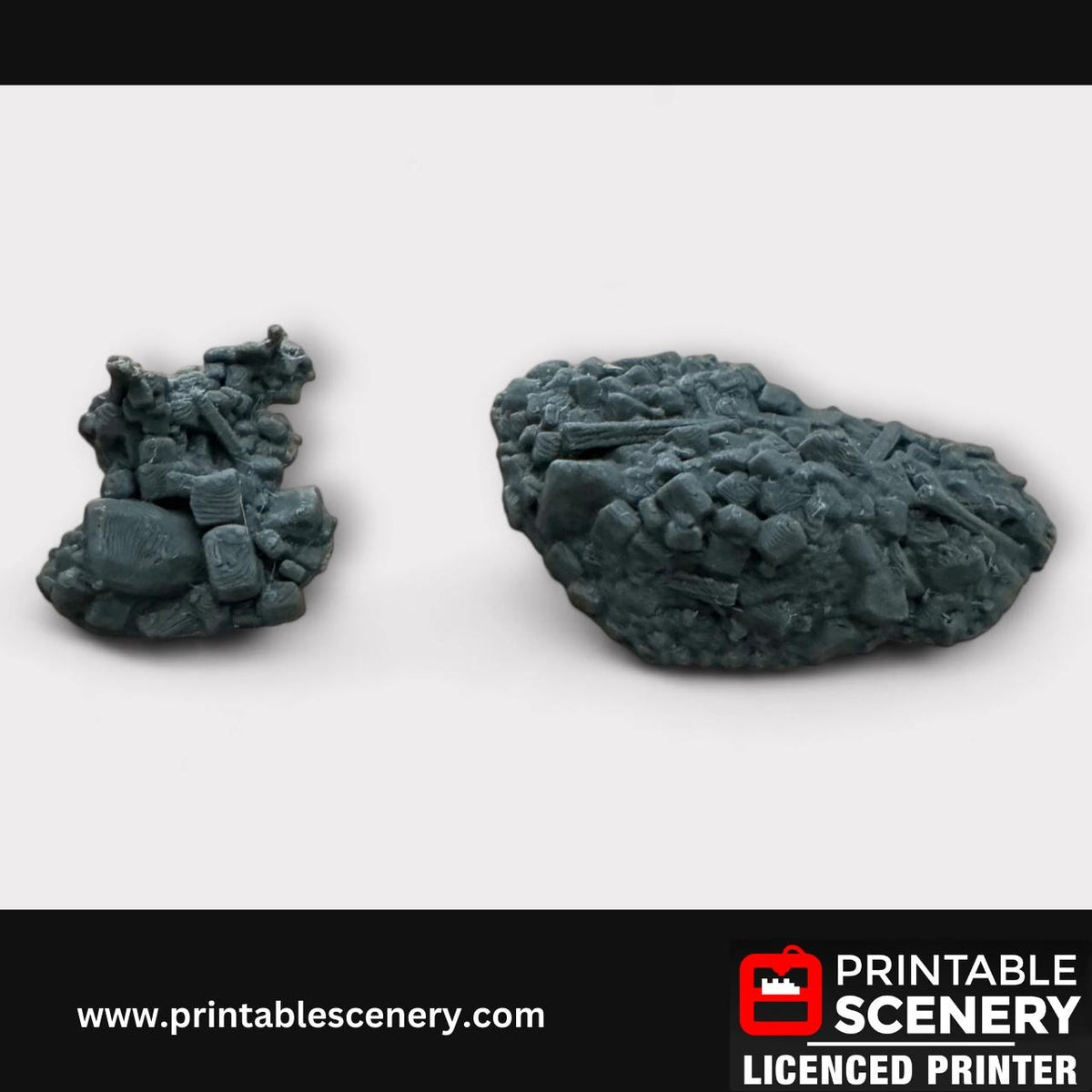 5 Piece Stone Debris Scatter Terrain Kit, DND Terrain Set, Miniature, Tabletop RPG Accessories, TTRPG, 28mm, Hagglethorn, Printable Scenery