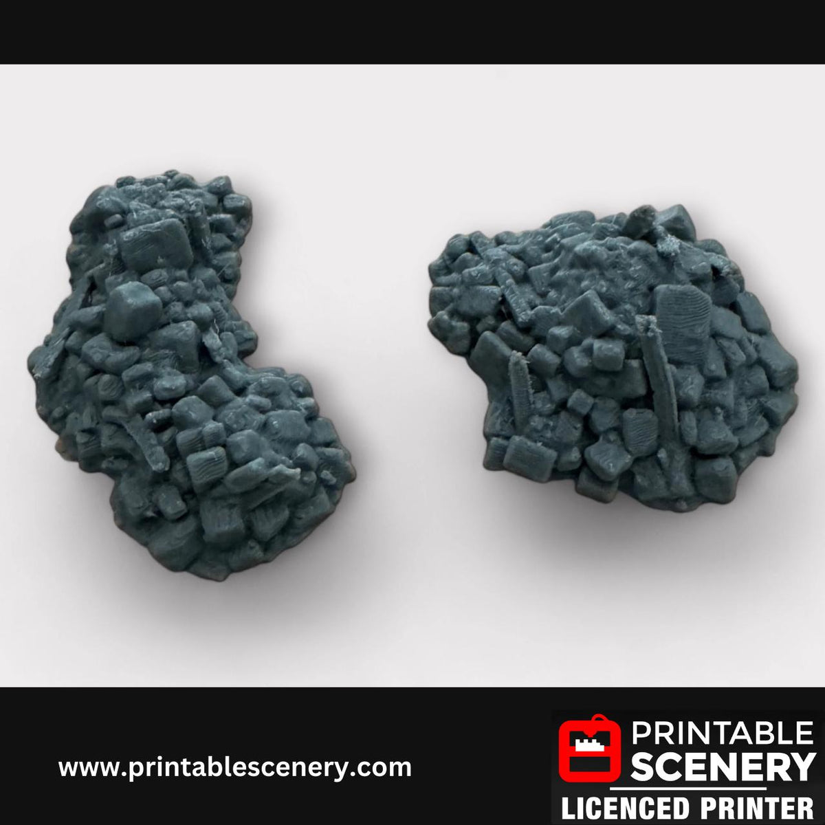 5 Piece Stone Debris Scatter Terrain Kit, DND Terrain Set, Miniature, Tabletop RPG Accessories, TTRPG, 28mm, Hagglethorn, Printable Scenery