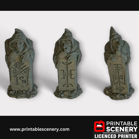 3 Piece Grave Statue Set Scatter Terrain Kit, DND Terrain Set, Farm Mini, Tabletop RPG, TTRPG, 28mm, Hagglethorn, Printable Scenery