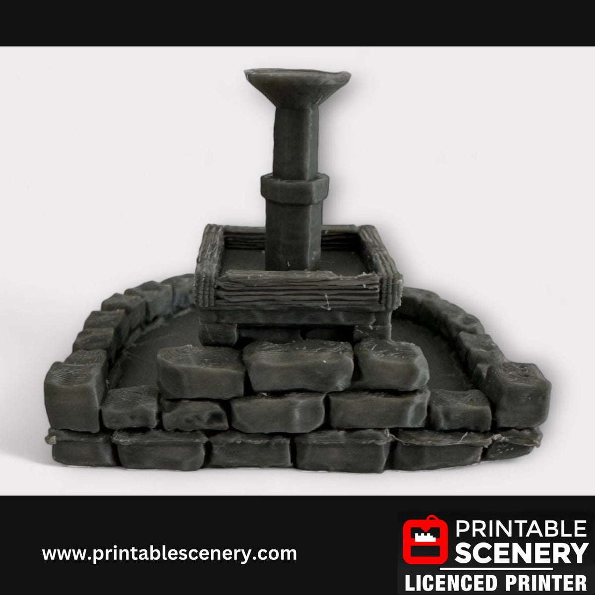 Medieval Town Fountain, Scatter, Terrain for DND and Tabletop Games, TTRPG, 28mm, 32mm, Country and King, fort, Printable Scenery