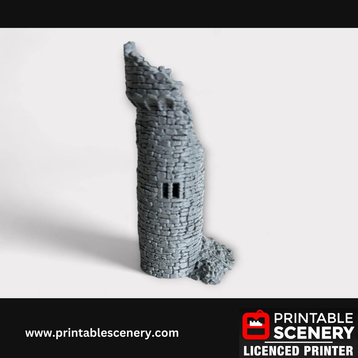 Ruined Medieval Stone Castle - Kings Round Tower, Terrain for DND and Tabletop Games, TTRPG, 28mm, 32mm, Country and King, fort