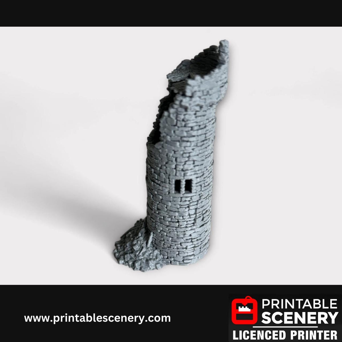 Ruined Medieval Stone Castle - Kings Round Tower, Terrain for DND and Tabletop Games, TTRPG, 28mm, 32mm, Country and King, fort