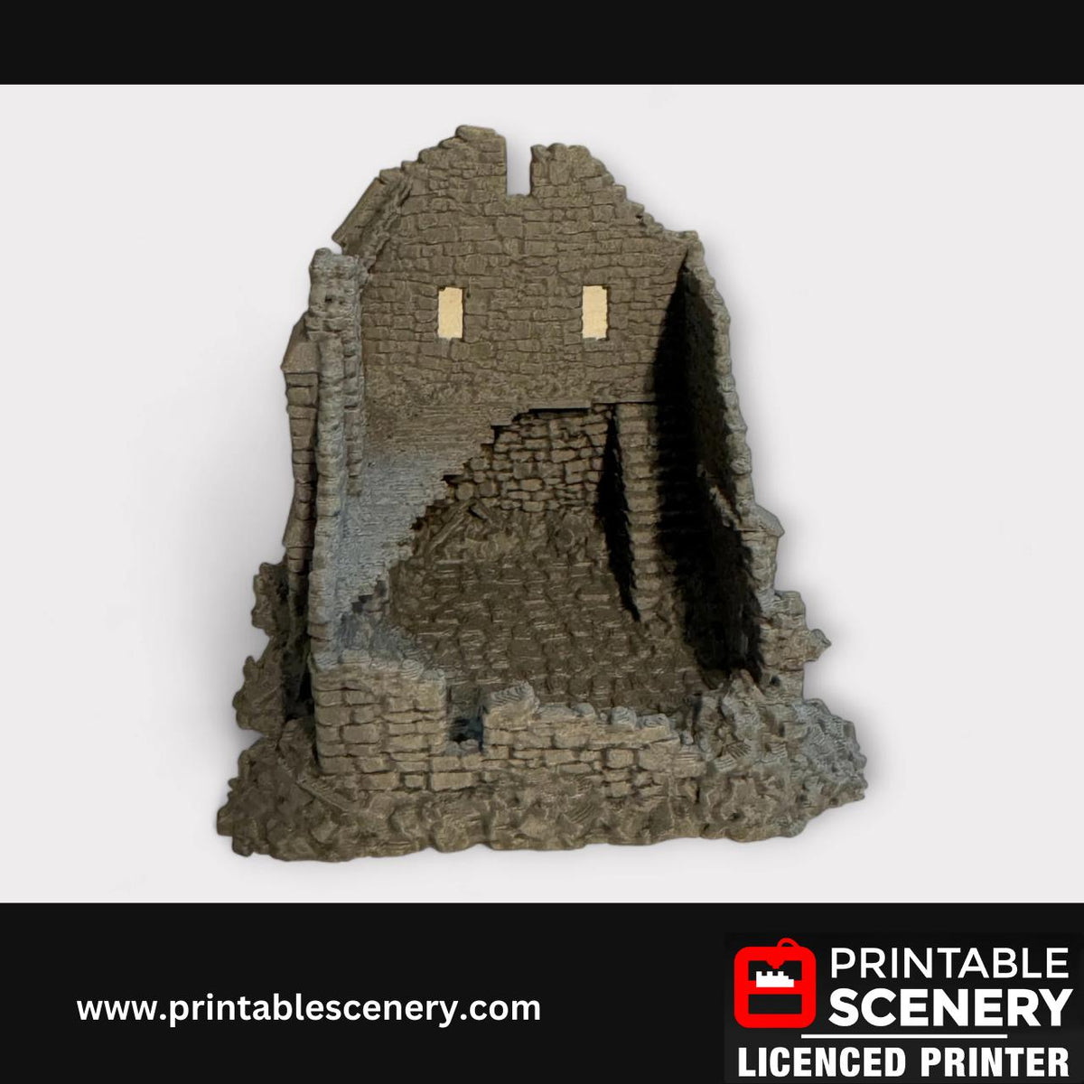 Ruined Medieval Stone Manor, Terrain for DND and Tabletop Games, TTRPG, 28mm, 32mm, Country and King, fort, Printable Scenery