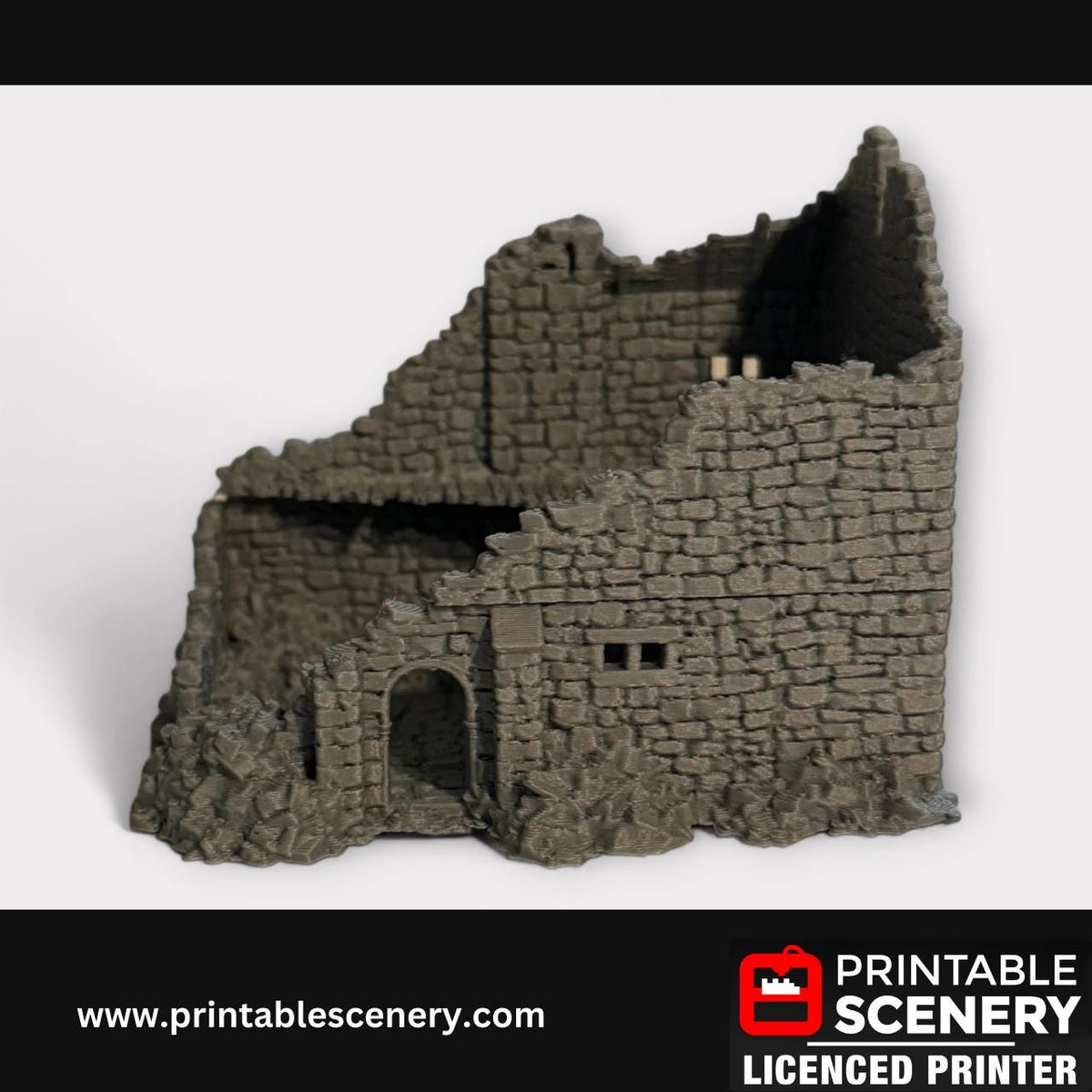 Ruined Medieval Stone Manor, Terrain for DND and Tabletop Games, TTRPG, 28mm, 32mm, Country and King, fort, Printable Scenery