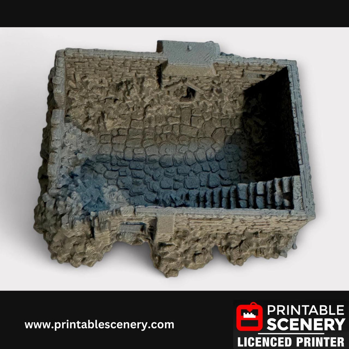 Ruined Medieval Stone Manor, Terrain for DND and Tabletop Games, TTRPG, 28mm, 32mm, Country and King, fort, Printable Scenery