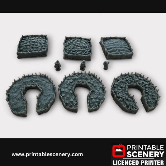 9 Piece Common Garden Scatter Terrain Kit, DND Terrain Set, Miniature, Tabletop RPG Accessory, TTRPG, 28mm, Hagglethorn, Printable Scenery