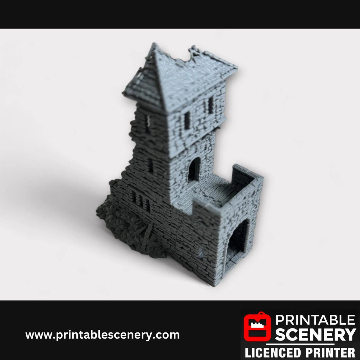 Ruined Medieval Stone Castle - Kings Gate, Terrain for DND and Tabletop Games, TTRPG, 28mm, 32mm, Country and King, fort