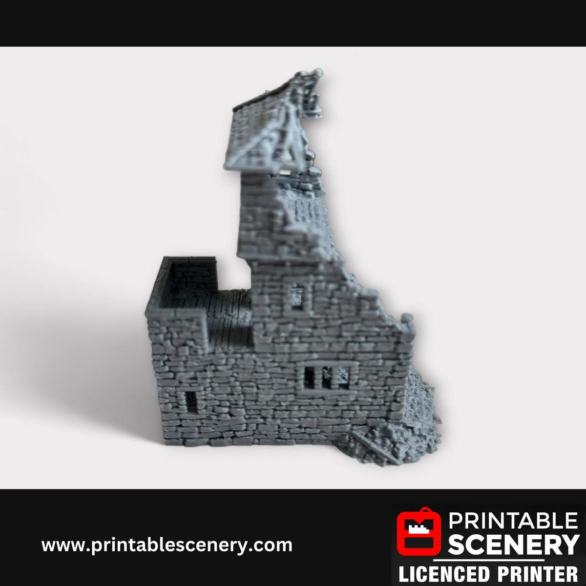 Ruined Medieval Stone Castle - Kings Gate, Terrain for DND and Tabletop Games, TTRPG, 28mm, 32mm, Country and King, fort