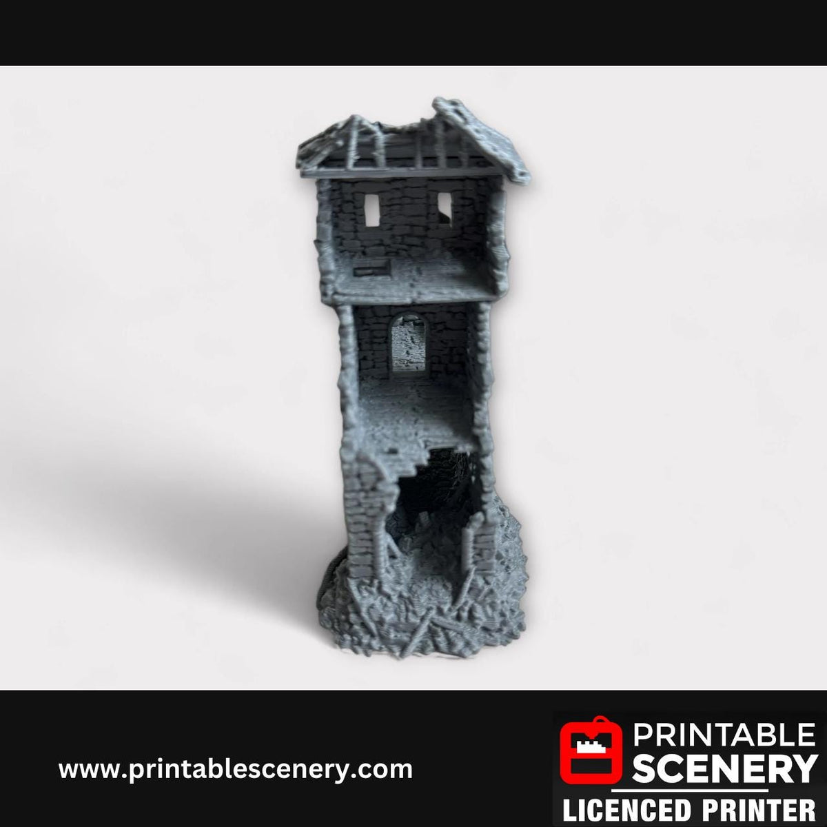 Ruined Medieval Stone Castle - Kings Gate, Terrain for DND and Tabletop Games, TTRPG, 28mm, 32mm, Country and King, fort