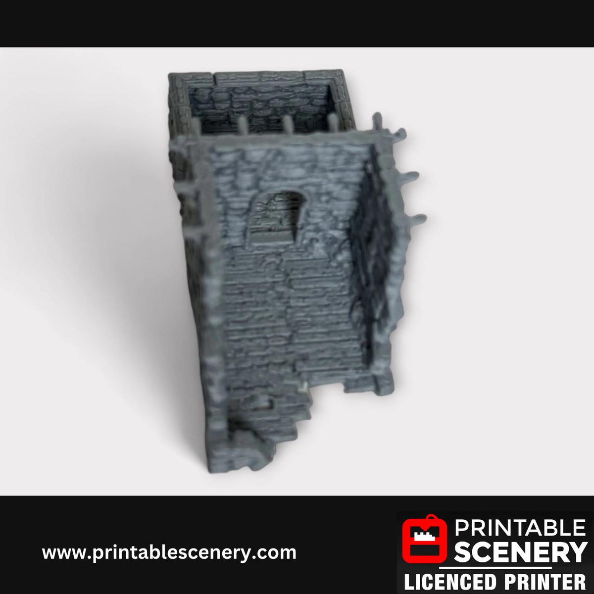 Ruined Medieval Stone Castle - Kings Gate, Terrain for DND and Tabletop Games, TTRPG, 28mm, 32mm, Country and King, fort