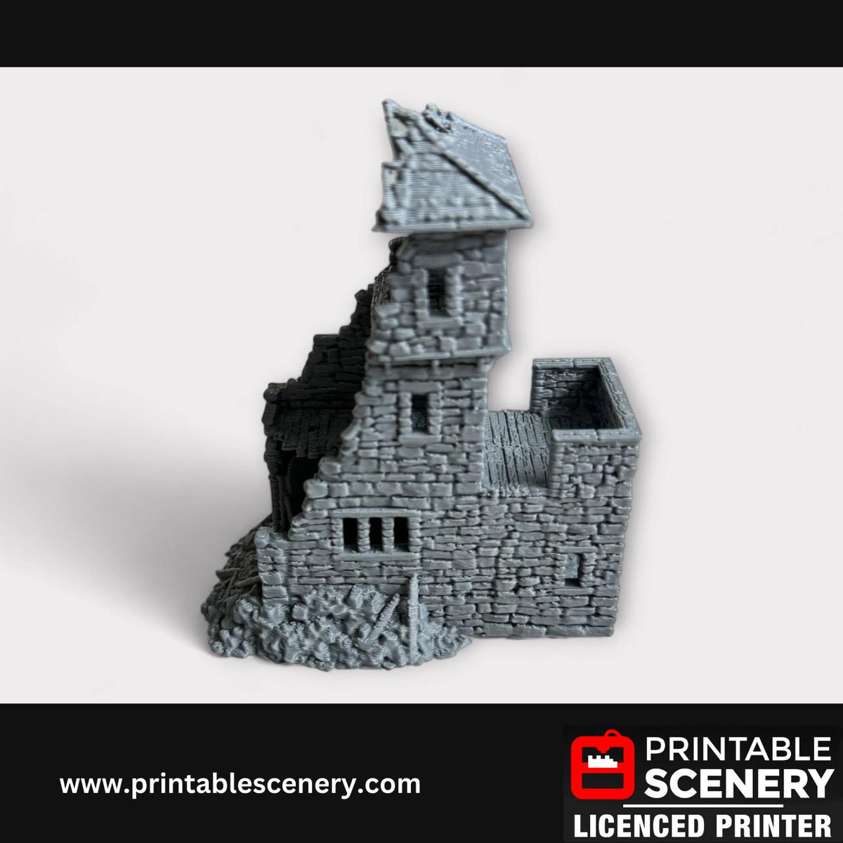 Ruined Medieval Stone Castle - Kings Gate, Terrain for DND and Tabletop Games, TTRPG, 28mm, 32mm, Country and King, fort