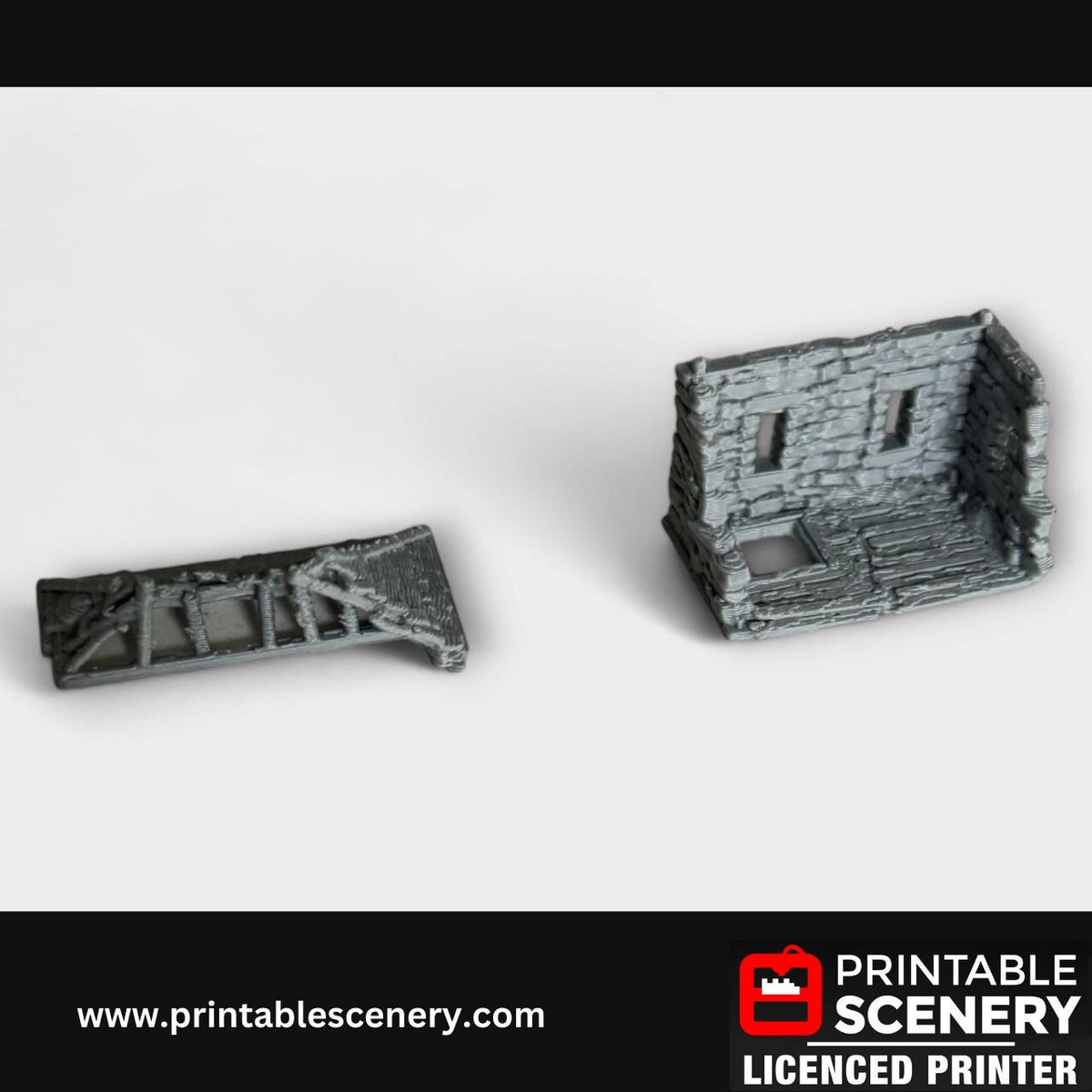 Ruined Medieval Stone Castle - Kings Gate, Terrain for DND and Tabletop Games, TTRPG, 28mm, 32mm, Country and King, fort