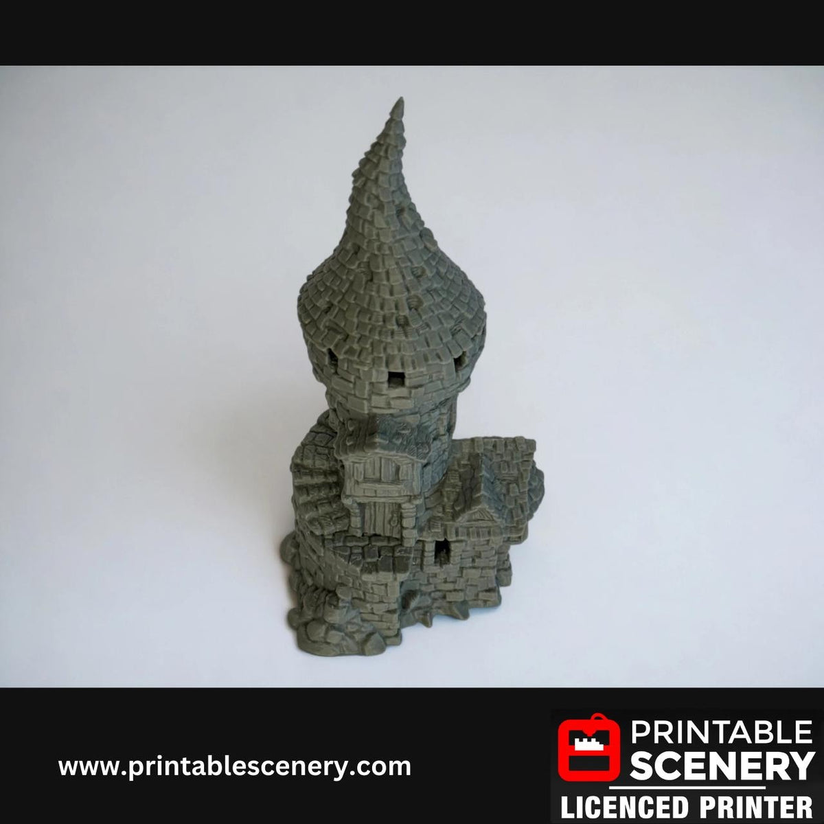 Medieval Fantasy Tower Terrain - Hagglethorn Tower for DND Adventures, 32mm & 28mm Scale Tabletop, 3D Printed