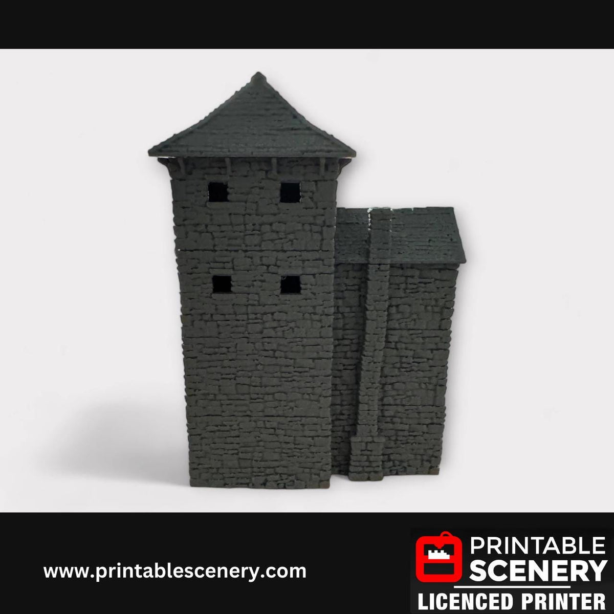Medieval Stone Castle - Black Rock Keep, Terrain for DND and Tabletop Games, TTRPG, 28mm, 32mm, Country and King, fort