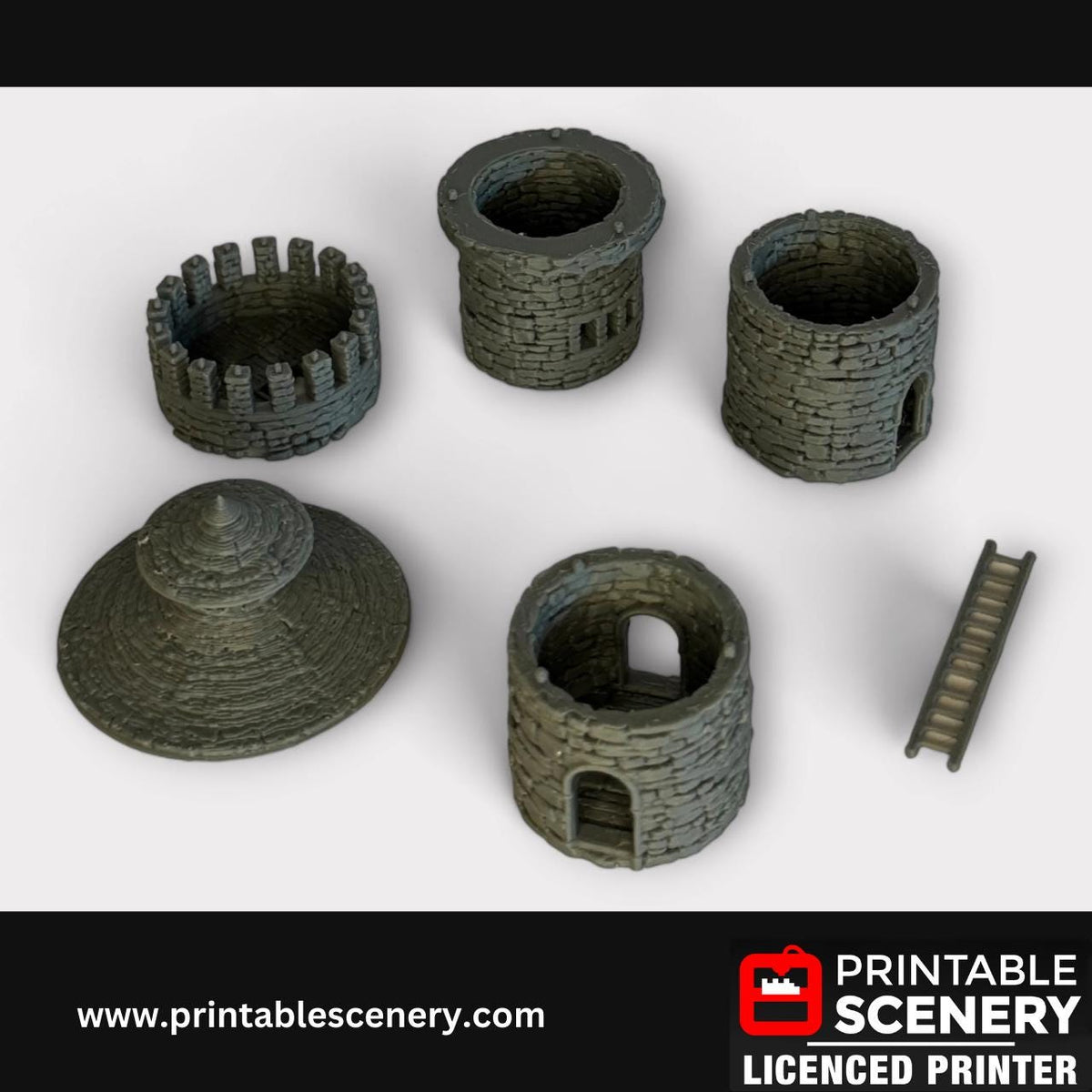Medieval Stone Castle - Kings Round Tower, Terrain for DND and Tabletop Games, TTRPG, 28mm, 32mm, Country and King, fort