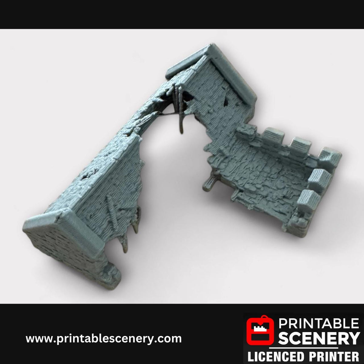 Ruined Medieval Stone Castle - Norman Stone Keep, Terrain for DND and Tabletop Games, TTRPG, 28mm, 32mm, Country and King, fort
