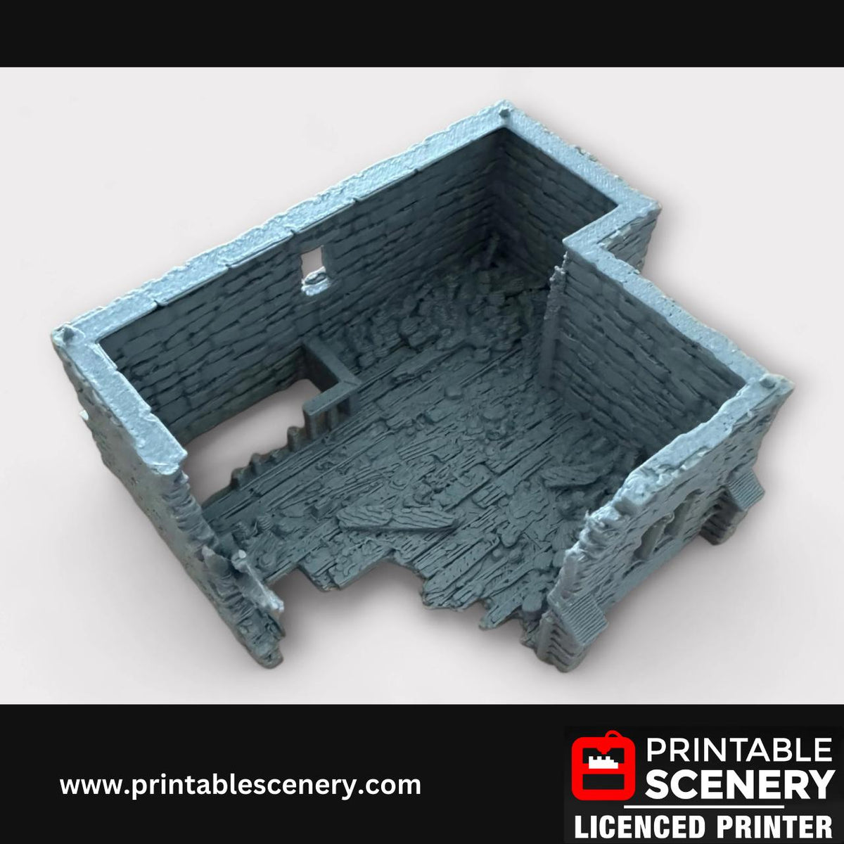 Ruined Medieval Stone Castle - Norman Stone Keep, Terrain for DND and Tabletop Games, TTRPG, 28mm, 32mm, Country and King, fort