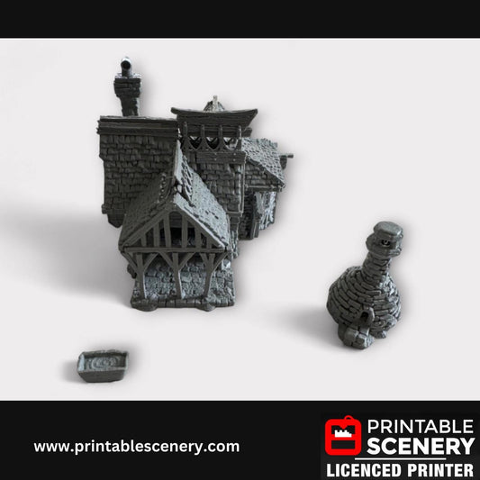 City Blacksmith Terrain Set, Tabletop Accessories, RPG Gift, Terrain Kit, Miniature Forge Props, Dungeon Master Gift, Ramshackle