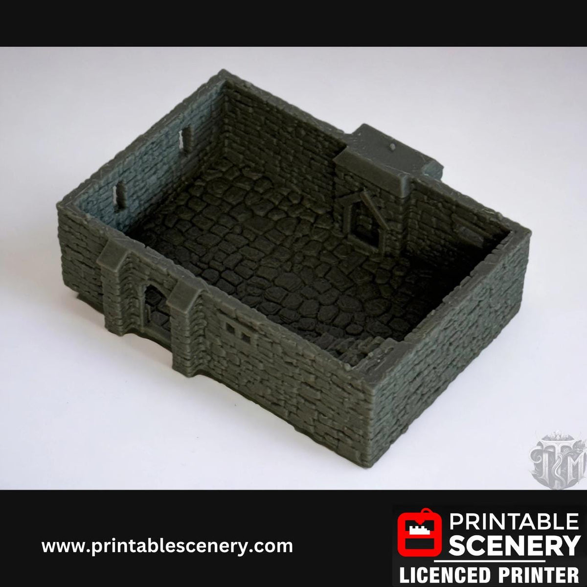 Medieval Stone Manor - Wattle and Daub, Terrain for DND and Tabletop Games, TTRPG, 28mm, 32mm, Country and King, fort