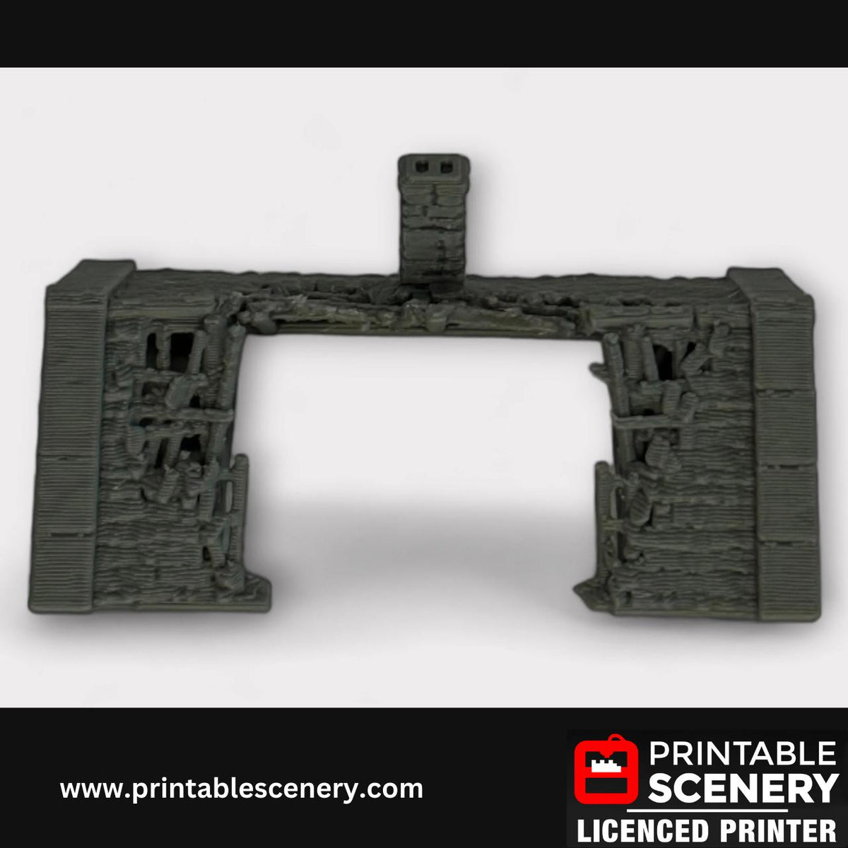 Ruined Medieval Stone Castle - Black Rock Barracks, Terrain for DND and Tabletop Games, TTRPG, 28mm, 32mm, Country and King, fort