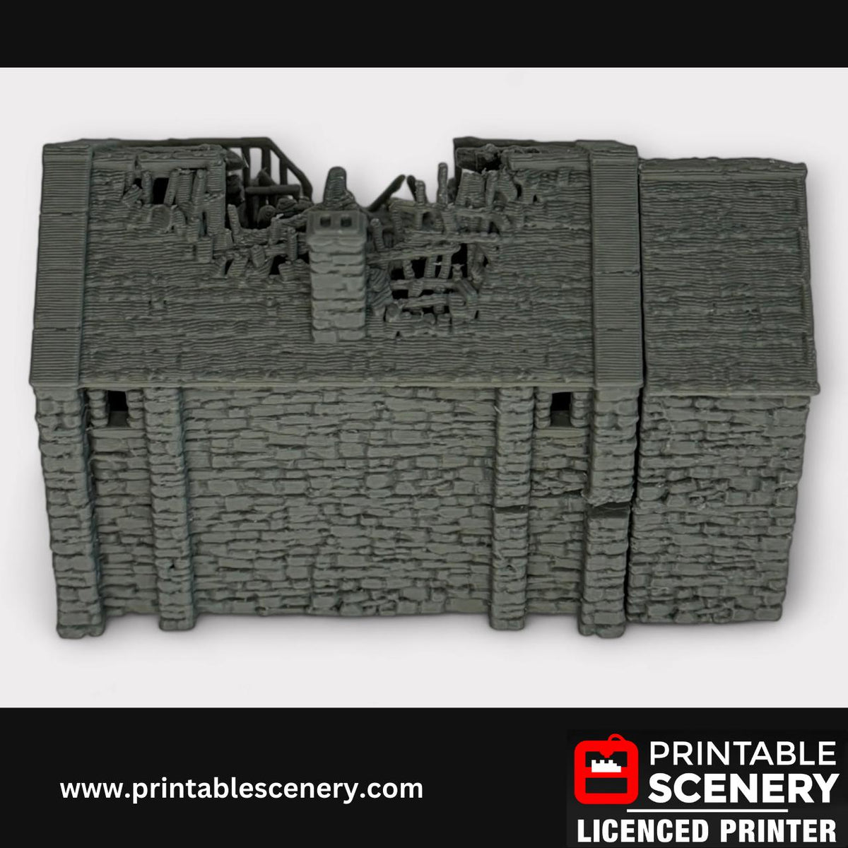 Ruined Medieval Stone Castle - Black Rock Barracks, Terrain for DND and Tabletop Games, TTRPG, 28mm, 32mm, Country and King, fort