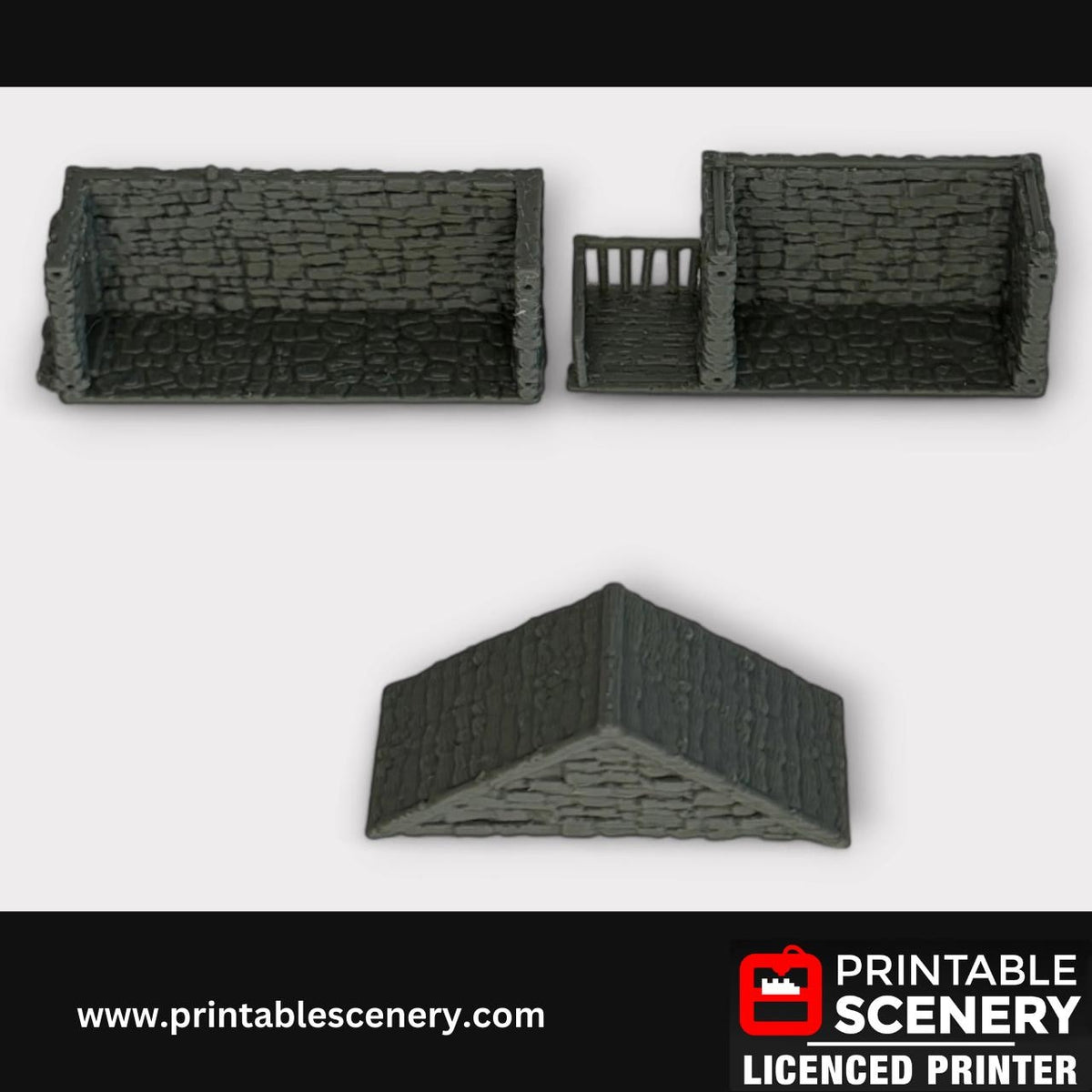 Ruined Medieval Stone Castle - Black Rock Barracks, Terrain for DND and Tabletop Games, TTRPG, 28mm, 32mm, Country and King, fort
