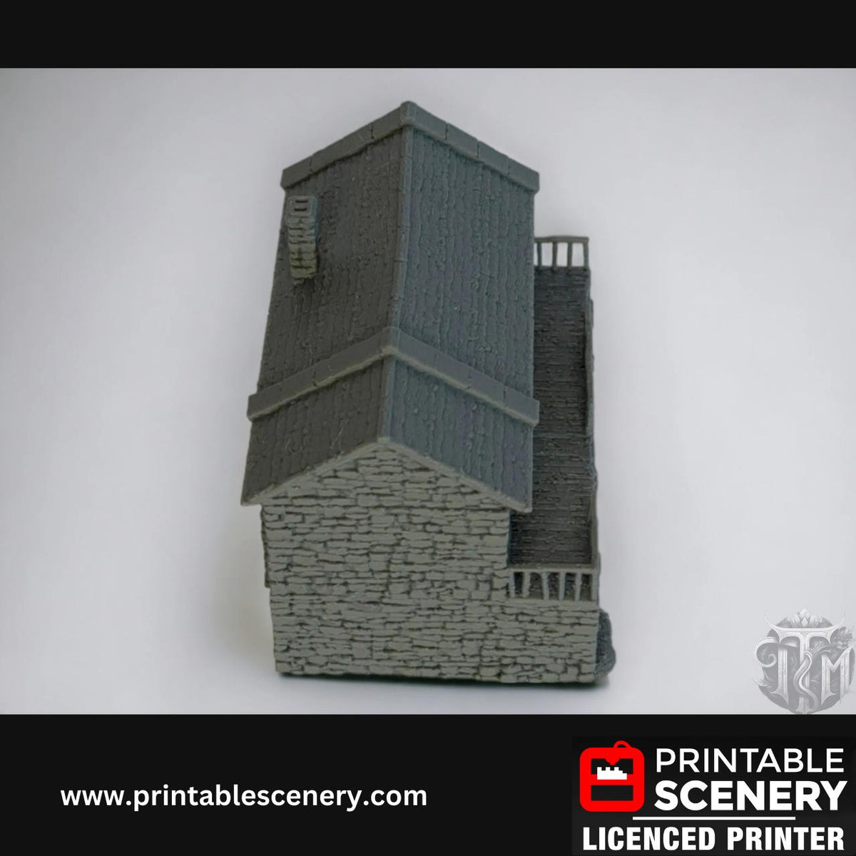 Medieval Stone Castle - Black Rock Barracks, Terrain for DND and Tabletop Games, TTRPG, 28mm, 32mm, Country and King, fort