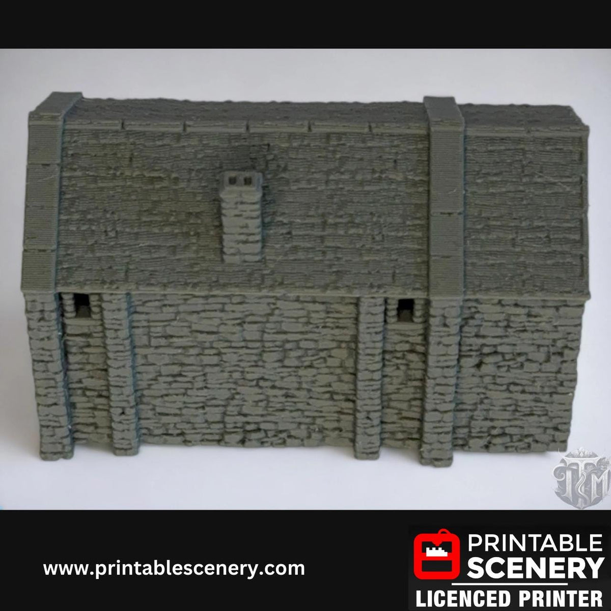 Medieval Stone Castle - Black Rock Barracks, Terrain for DND and Tabletop Games, TTRPG, 28mm, 32mm, Country and King, fort