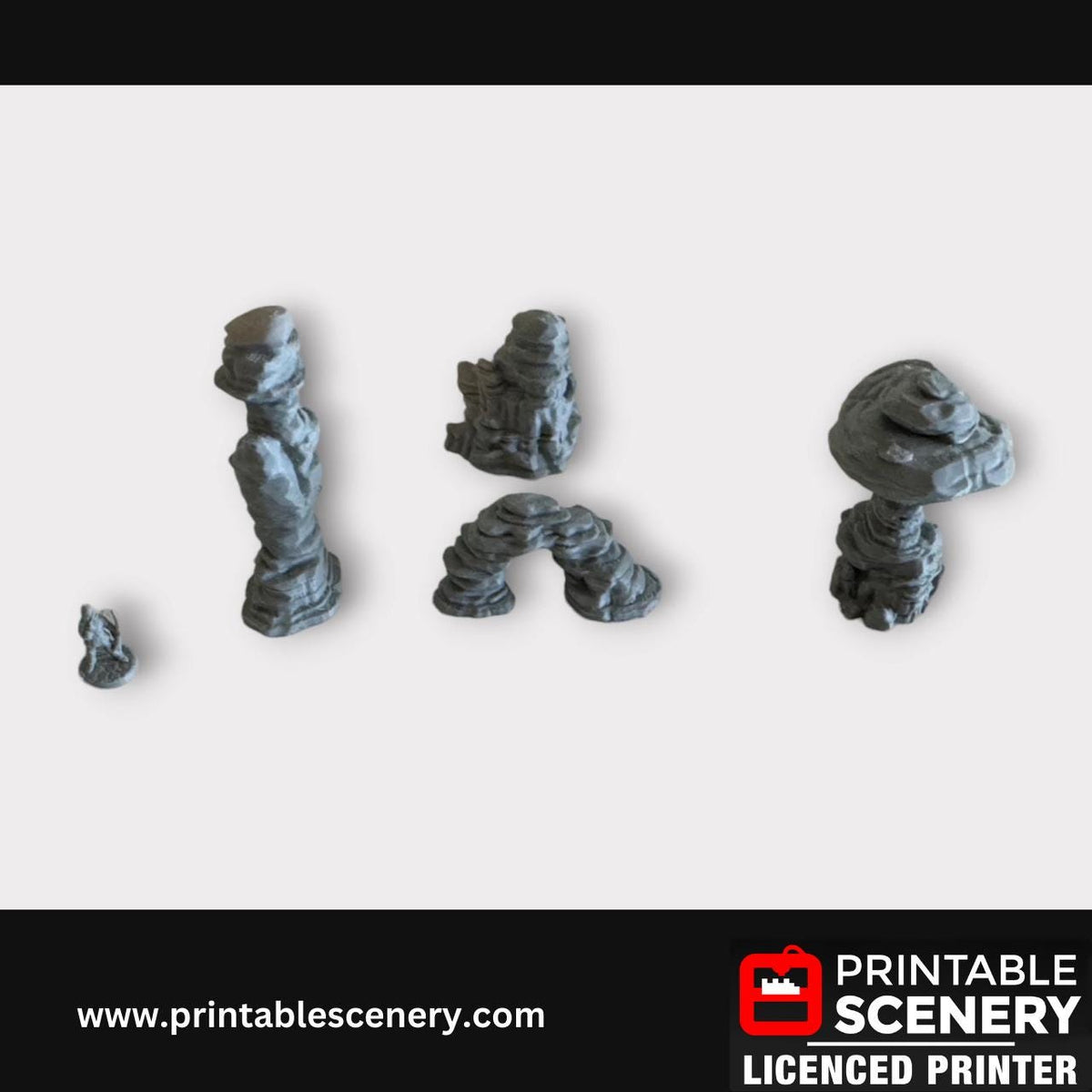Tabletop Canyon Rocks Scatter Terrain Kit, Miniatures, Tabletop RPG, Printed Terrain Set