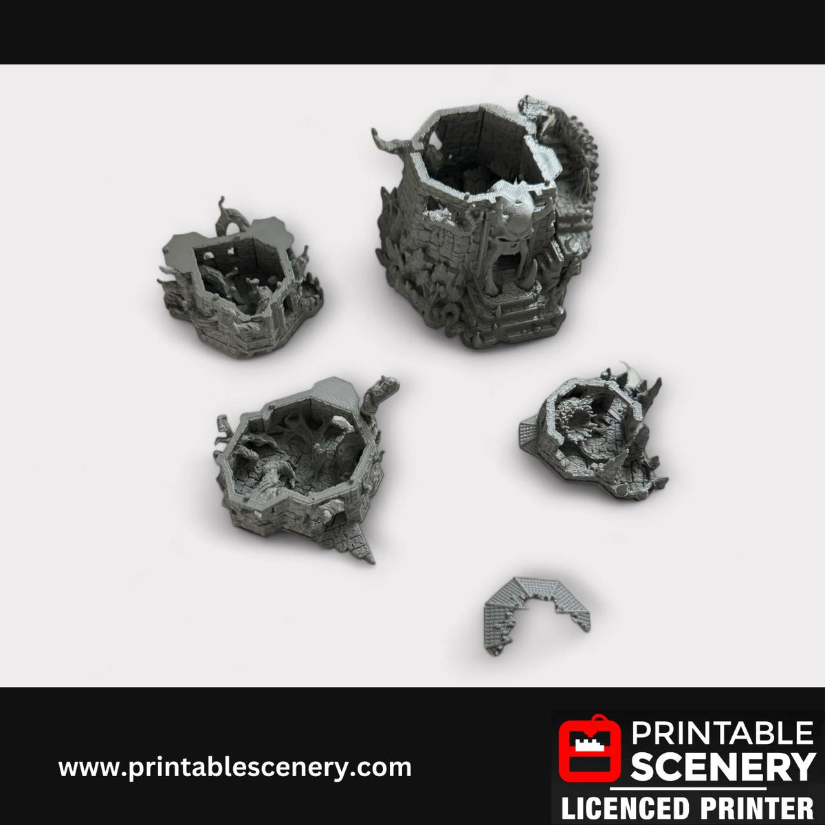 Demonhelm Fortress, Scatter Terrain, DND Tabletop Decor, Handcrafted RPG Miniatures, 28mm, Minis, Printable Scenery, Fantasy